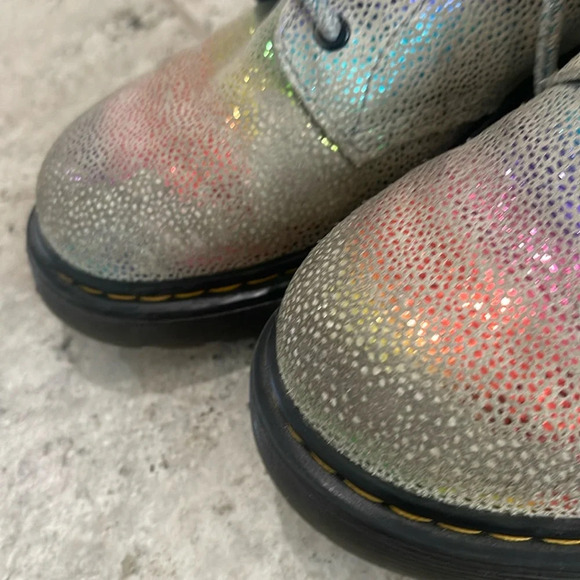 Dr Martens Pascal Y Combat Boots Rainbow Metallic Leather Womens Size 5 - Picture 16 of 16
